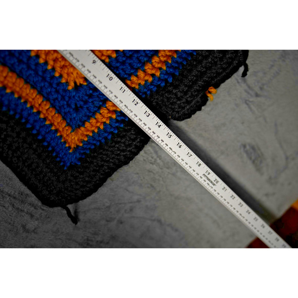 Handmade Crochet Granny Square Tank Top Black Blue Yellow S/M Boho Festival Knit - Picture 2 of 6